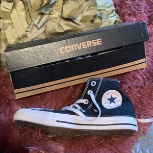 Women’s black converse shoes.